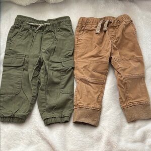 Toddler Cargo Pants Set - Green and Tan